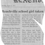 Reachville school girl taken